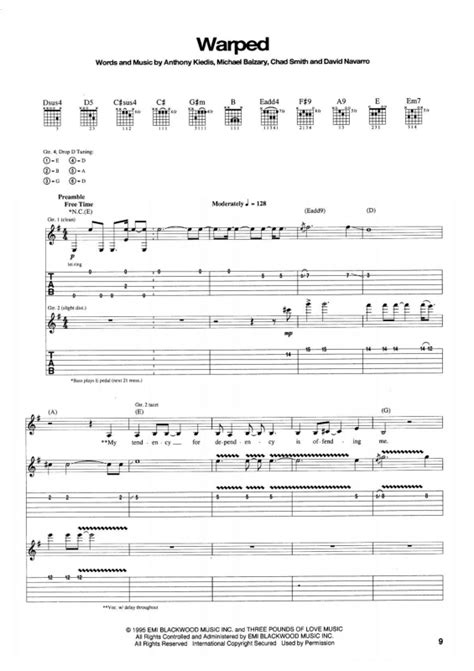 Super Partituras Warped Red Hot Chili Peppers Anthony Kiedis Chad Smith Michael Balzary