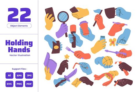 Hands Holding Object - Bold Cartoon Collection, Graphics - Envato Elements