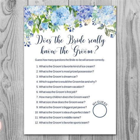 How Well Do You Know The Bride And Groom Etsy