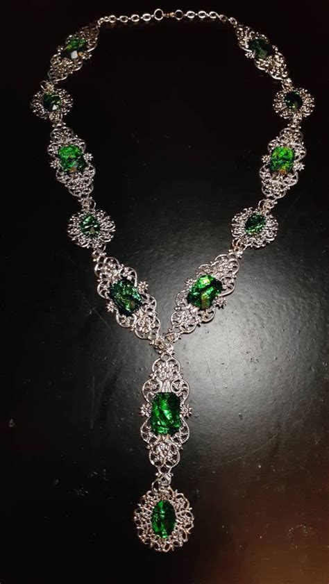 Handmade Cursed Necklace Wgreen Stones Inspired By Harry Potter And