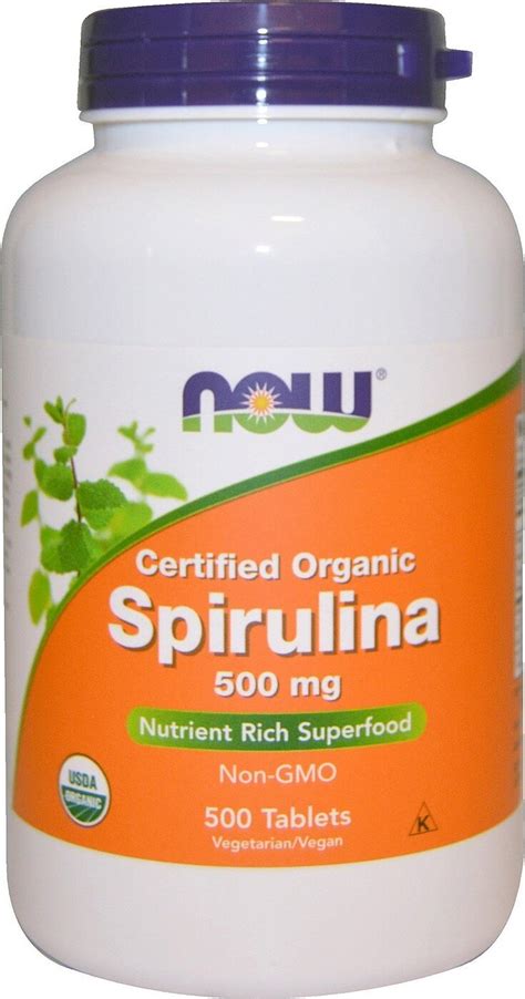 NOW Спирулина натуральная (Spirulina)/500 мг акт. вещества/ 500 ...