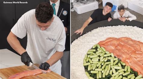 Tiktok Chefs Create World Record With A Kg Sushi Roll Trending