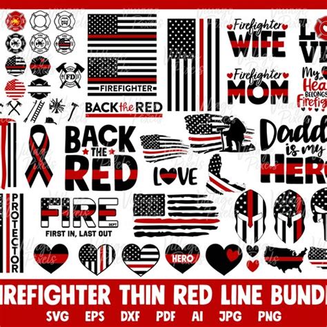 Firefighter Svg Firefighter Wife Svg Digital Thin Red Line Etsy