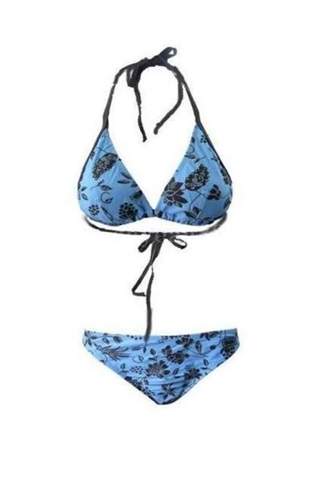 Damen Neckholder Bikini Set Badeanzug SexY Blau Blumen Strand Monokini Größe L eBay