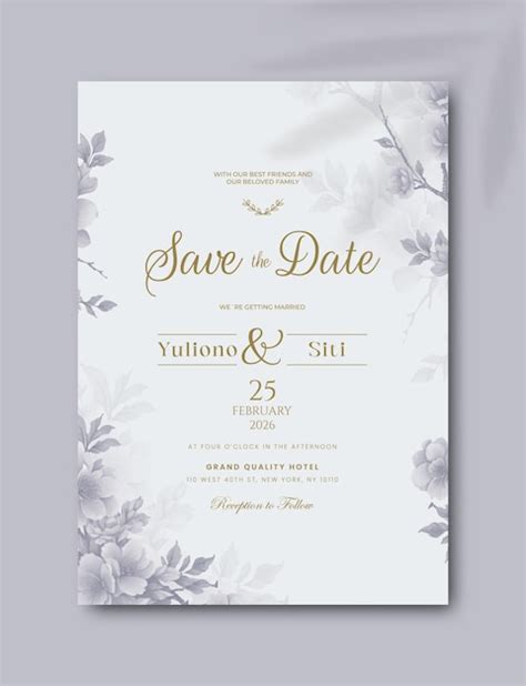 Convite De Casamento E Salve A Data Flor Aquarela Vetor Premium