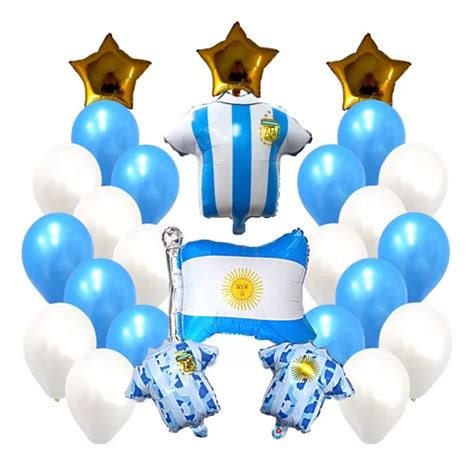 Combo Kit Deco Fiesta Globos Argentina Mundial N