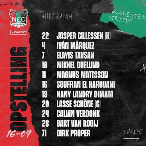 N E C Nijmegen on Twitter 𝐓𝐄𝐀𝐌 De opstelling en de wissels van