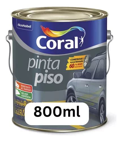 Tinta Pinta Piso 0 8 Litros Emborrachada Coral Cinza Médio