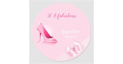 50 And Fabulous 50th Birthday Pink Classic Round Sticker Zazzle