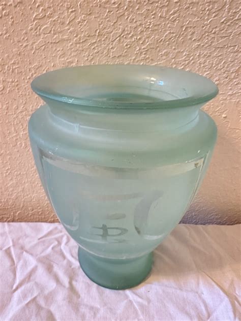 Lot Asian Character Green Frosted Glass Vase Picks And Treasures Llc