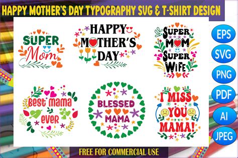 Happy Mothers Day Typography Svg Design Graphic By Neepas Design Hub