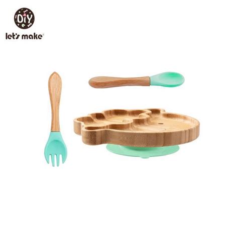 Assiette Plateau Repas YWEI pour bébé en bois et silicone comestible