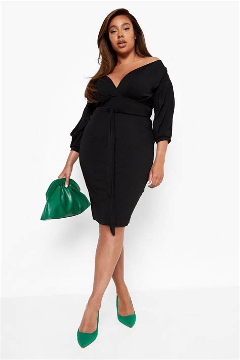 Off The Shoulder Wrap Midi Dress Plus Size Dresses Images 2024