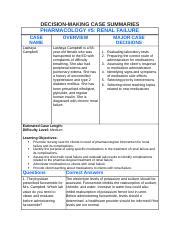 RENAL CASE STUDY STUDENT RESOURCE MSN 6609 1 Docx DECISION MAKING