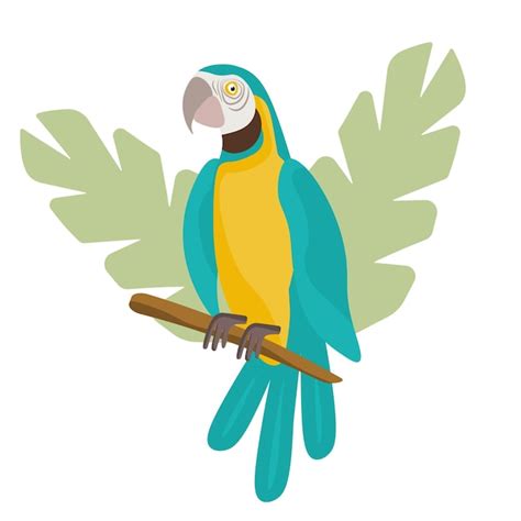 Premium Vector Bright Colored Parrot And Tropical Leaves Cockatoo