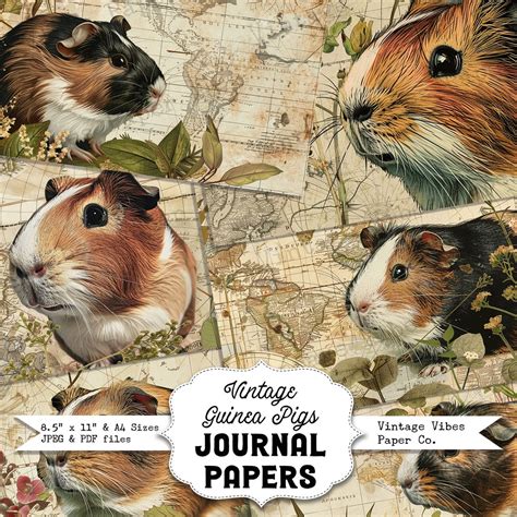 Junk Journal Vintage Guinea Pigs Printable Scrapbook Papers Digital