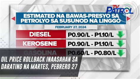 Oil Price Rollback Inaasahan Sa Darating Na Martes Pebrero 27 TV