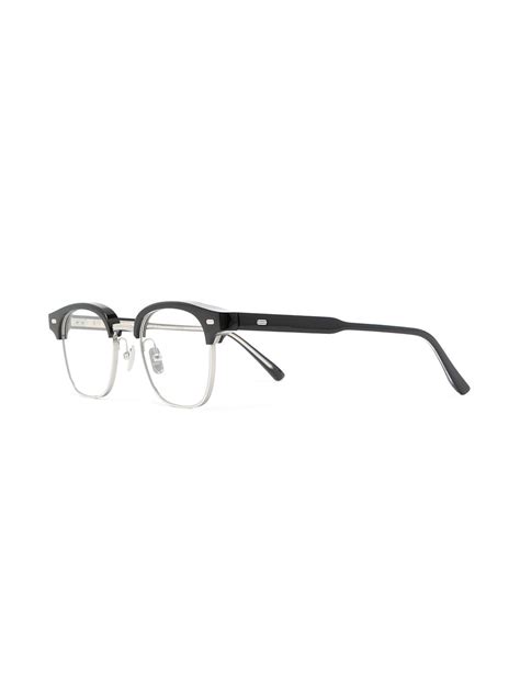 Gentle Monster Roke 01 Square Frame Glasses In Black And Silver Modesens