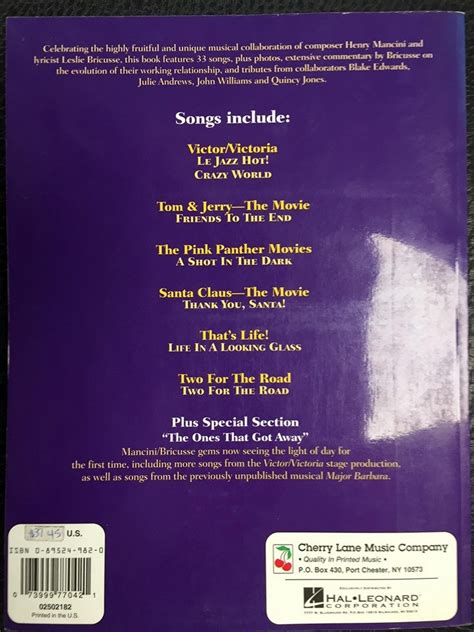 The Henry Mancini Leslie Bricusse Songbook Lillo S School Of Modern Music Ltd