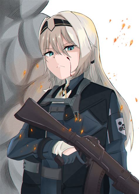 Safebooru 1girl Absurdres An 94 An 94 Girls Frontline Aqua Eyes Aqua Gloves Assault Rifle