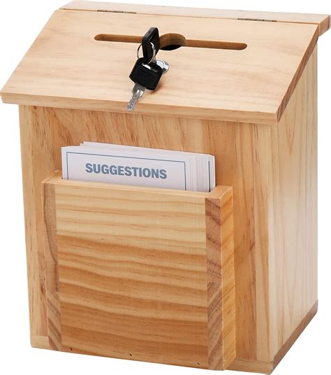 Zenfun Wooden Suggestion Box With Free Suggestion Cards Natural