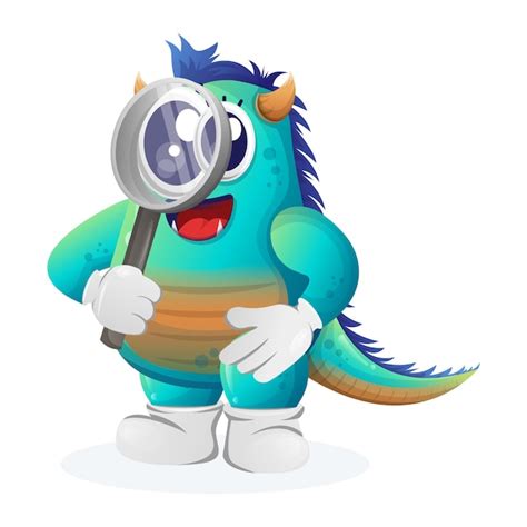 Premium Vector Cute Blue Monster Conducting Research Holding A