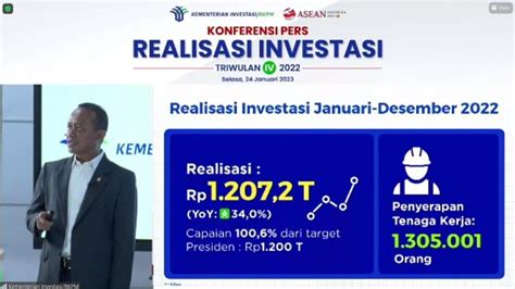 Realisasi Investasi 2022 Rp1 207 Triliun Menteri Bahlil Ungkap Ini