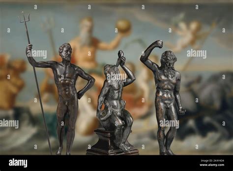 Depiction Of Authentic Statues Of Ancient Rome Neptune God Of The Sea