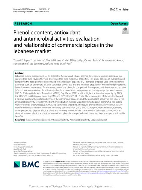 (PDF) Phenolic content, antioxidant and antimicrobial activities ... 