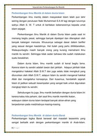 Kertas Kerja Sejarah Dan Perkembangan Ilmu Mantik PDF