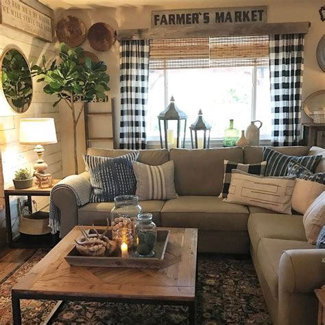 75 Amazing Rustic Farmhouse Style Living Room Design Ideas https ...