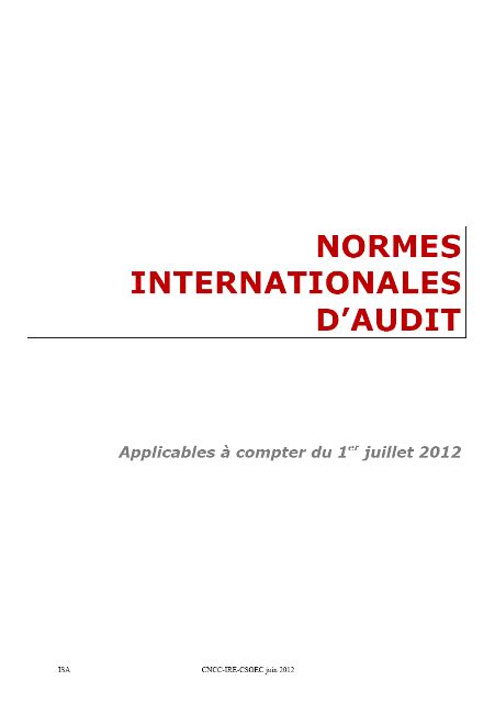 Les Normes Internationales Daudit Isa Audit Syst Mes D Information