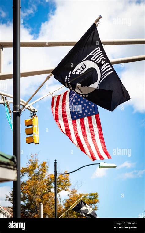 POW MIA Prisoners Of War Missing In Action Flag And American Flag