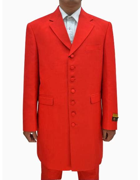 Mens Red Single Breasted Seven Button Zoot Suits