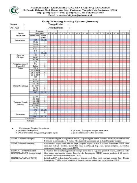 Form Ews Dewasa Anak Dan Obstetrik Pdf