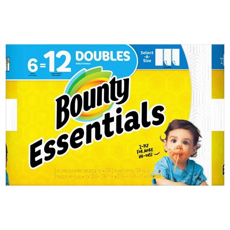 Bounty Essentials Select A Size White Paper Towel Roll 6 Double Rolls