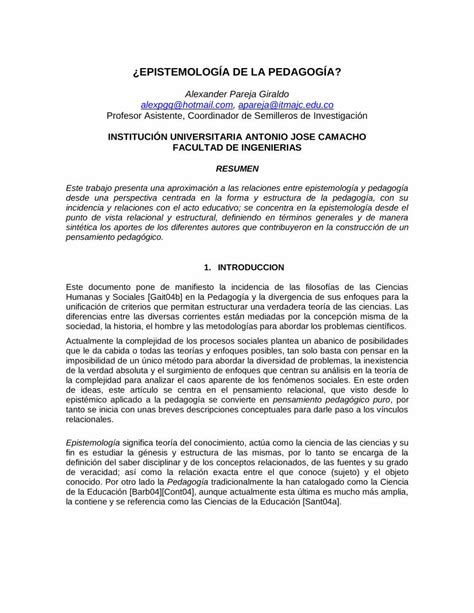 PDF Epistemologia De La Pedagogia DOKUMEN TIPS