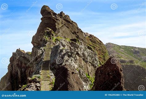 Hiking Trail with Steps To Pico Ruivo Mountain, Madeira Stock Photo ...