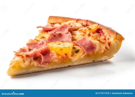 Hawaiian Pizza Slice on a White Background. Generative AI Stock Illustration - Illustration of ...