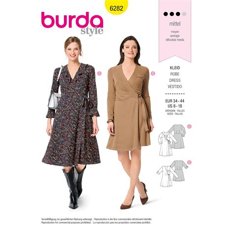 Burda 6282 Misses Wrap Dresses