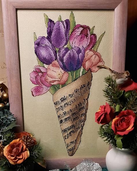 Tulip Cross Stitch Pattern Pdf Flowers Counted Cross Stitch Etsy