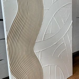 Wavy Duo Extra Large Textured Plaster Wall Art Minimalist Art White