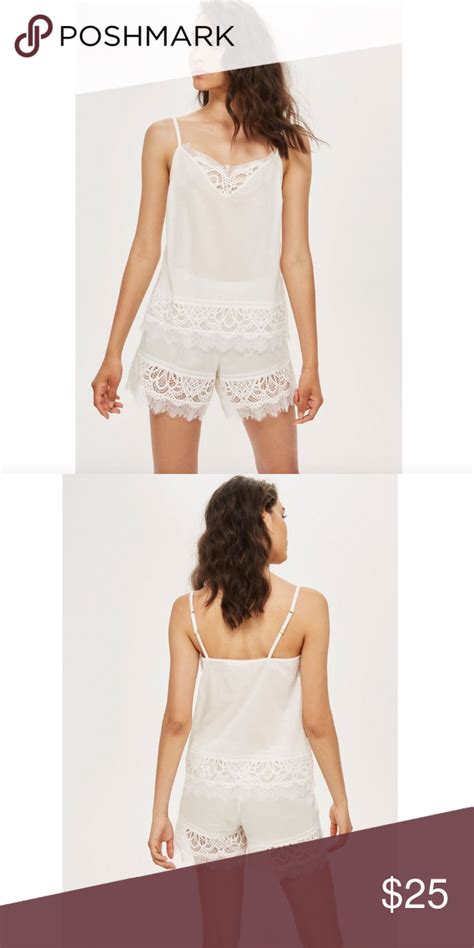 Topshop Premium Cotton And Lace Pajama Set Topshop Pajama Set