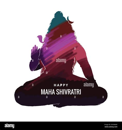 Maha Shivratri For Lord Shiva Silhouette Card Background Stock Vector