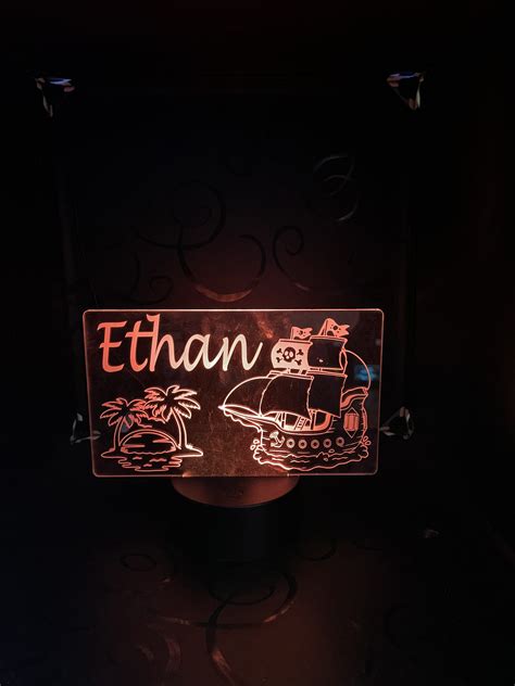 Pirate Ship Kids Name Night Light – Custom Image Engraving