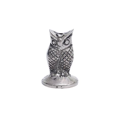 Silver Brass Standing Owl Incense Stick Holder