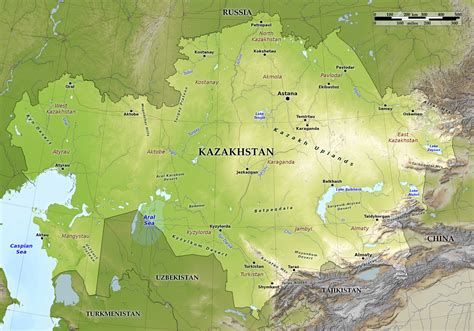 Blue Green Atlas - Free relief map of Kazakhstan