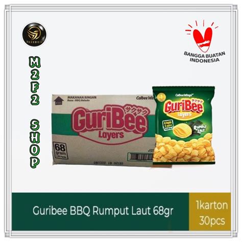 Jual Keripik GuriBee Layers Snacks Rumput Laut 65 Gr Kemasan Karton