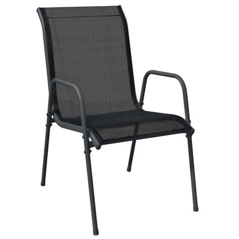 Zerodis Chaises de jardin 2 pcs Acier et textilène Noir AB316817 HB042