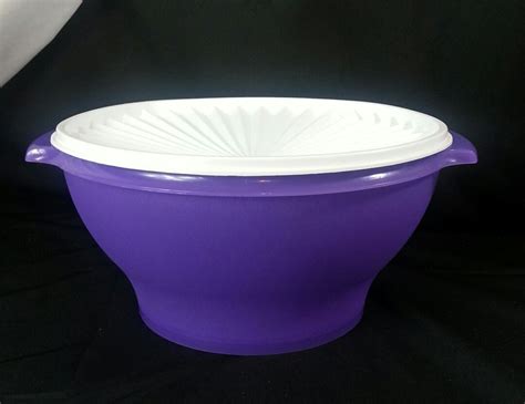 Tupperware Large Servalier Salad Mixing Bowl Cups Purple Seal New